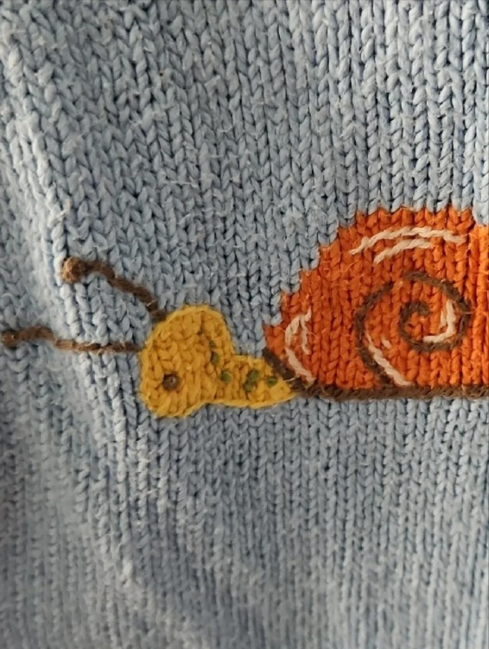 Gymboree Light Blue Crewneck Sweater with Snail Embroidery
